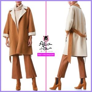 Alice + Olivia Tomiko Gorgeous Reversible Cashmere & Wool Blend Long Coat